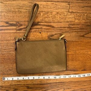 Dark Gold Faux Leather Wristlet Clutch